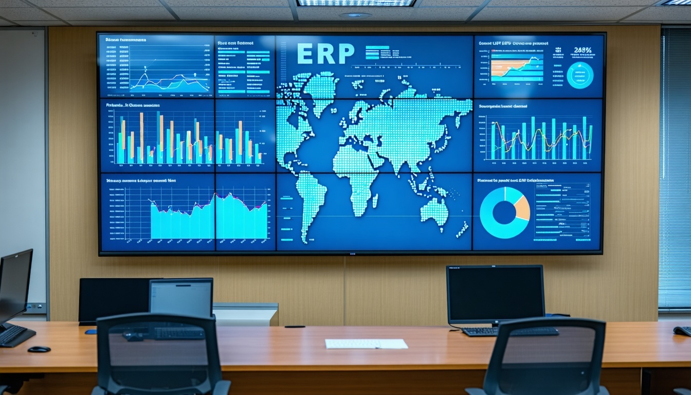 An ERP system on display in an office