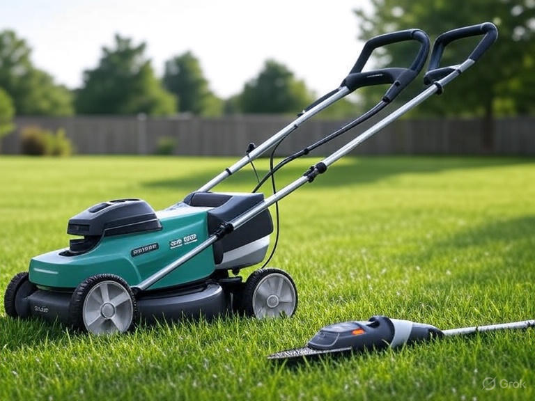 Electric lawnmower and wire trimmer