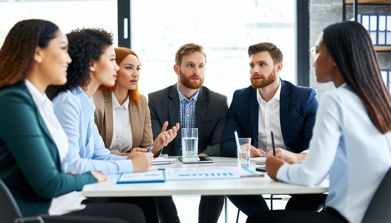 A diverse group of professionals from various indu